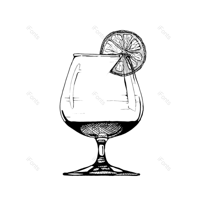 元素图片,酒杯元素,黑色PNG,线描免抠素材